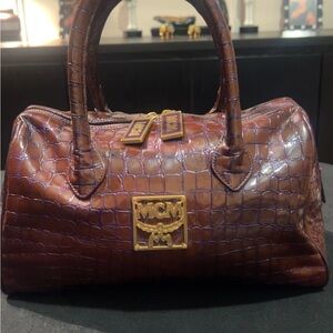 MCM Crocodile Embossed Satchel